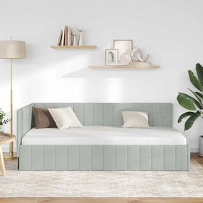 vidaXL Κρεβάτι Γωνίας με κεφαλάρι Ανοιχτό γκρι 90 x 200 cm Βελούδο
