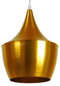 SHANGHAI GOLD 01544 Μοντέρνο Κρεμαστό Φωτιστικό Οροφής Μονόφωτο 1 x E27 Χρυσό Μεταλλικό Καμπάνα Φ24 x Y30cm