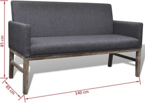 vidaXL Παγκάκι με Μαξιλάρι Σκούρο Γκρι από Ύφασμα και Ξύλο Καουτσούκ