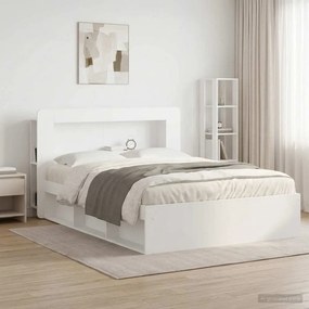 vidaXL Κρεβάτι με Κεφαλάρι Λευκό Μηχανικά επεξεργασμένο ξύλο