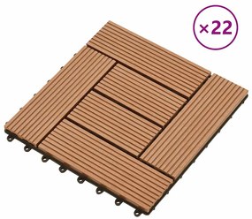 vidaXL Πλακάκια Deck 22 τεμ. Καφέ 30 x 30 εκ. 2 μ² από WPC