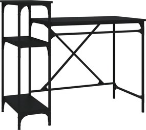 vidaXL Γραφείο με Ράφια Μαύρο 105x50x90 εκ. Επεξ. Ξύλο/Σίδηρος