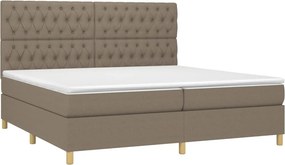vidaXL Κρεβάτι Boxspring με Στρώμα &amp; LED Taupe 200x200 εκ. Υφασμάτινο