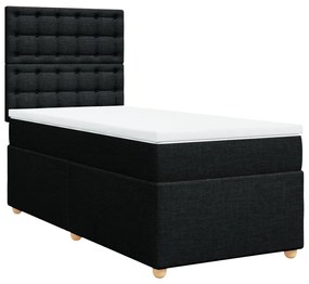 vidaXL Κρεβάτι Boxspring με Στρώμα Μαύρο 90x190 εκ.Υφασμάτινο