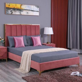 ΚΡΕΒΑΤΙ ΥΠΕΡΔΙΠΛΟ ΓΙΑ ΣΤΡΩΜΑ 160x200εκ. ΜΕ ΥΦΑΣΜΑ ΒΕΛΟΥΔΟ ΣΑΠΙΟ ΜΗΛΟ FB9590.02 0509567