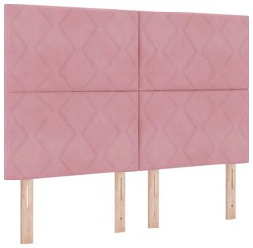 vidaXL Κρεβάτι με ελατήρια με στρώμα Ροζ 140 x 200 cm Βελούδο