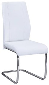 TULIP Καρέκλα Τραπεζαρίας Κουζίνας Μέταλλο Χρώμιο, PU Άσπρο 43x57x98cm