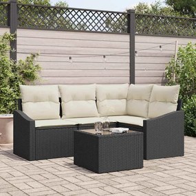 vidaXL Σέτ φαγητού για κήπο με μαξιλάρι 5 pcs Καφέ, Κρέμα