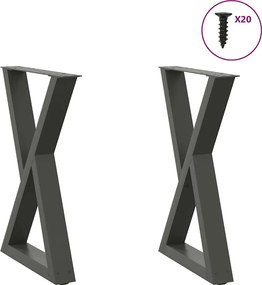 vidaXL Πόδια Τραπεζαρίας 2 τεμ. Ανθρακί 60x(72-73,3) εκ. Ατσάλι