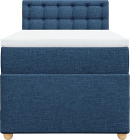 vidaXL Κρεβάτι Boxspring με Στρώμα Μπλε 90x200 εκ.Υφασμάτινο