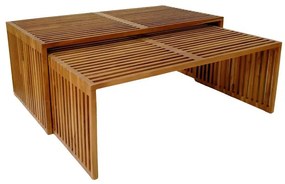 Τραπέζι Tinnie C027 σετ 2τεμ teak ξύλο σε φυσική απόχρωση 110x60x46 εκ.