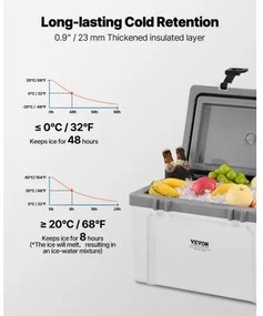 VEVOR Portable Cooler 26 QT Insulated Cooler 38 Can Capacity with Handles Strap