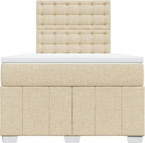 vidaXL Κρεβάτι Boxspring με Στρώμα Κρεμ 120x190 εκ. Υφασμάτινο