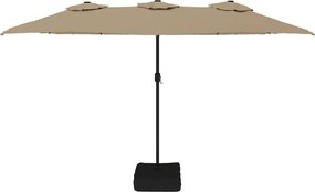 vidaXL Ομπρέλα με Διπλή Κορυφή Taupe 449 x 265 εκ.