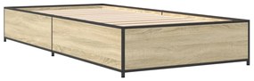 vidaXL Πλαίσιο Κρεβατιού Sonoma Δρυς 75 x 190 εκ. Επεξ. Ξύλο &amp; Μέταλλο
