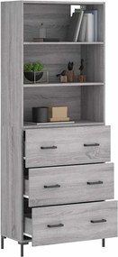 vidaXL Ντουλάπι Γκρι Sonoma 69,5 x 34 x 180 εκ. Επεξεργασμένο Ξύλο