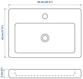 TVÄLLEN μονός νιπτήρας, 64x43x5 cm 504.508.25