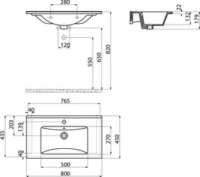 Creavit SU080 - Νιπτήρας Επίπλου / Κρεμαστός 80x45