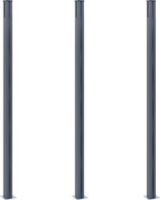 vidaXL Στύλοι Περίφραξης 3 τεμ. Σκούρο Γκρι 185 εκ. Αλουμινίου