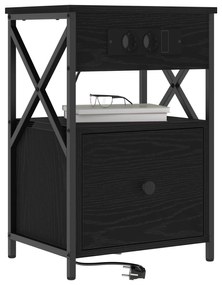 vidaXL Κομοδίνο Μαύρη δρυς 40 x 31 x 60 εκ. Επεξεργασμένο ξύλο