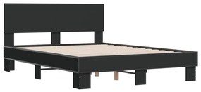 vidaXL Πλαίσιο Κρεβατιού Μαύρο 135x190 εκ. Επεξ. Ξύλο &amp; Μέταλλο