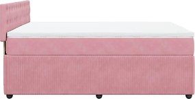 vidaXL Κρεβάτι Boxspring με Στρώμα Ροζ 140x200 εκ. Βελούδινο
