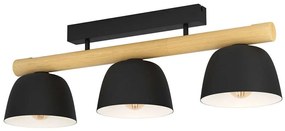 Φωτιστικό Οροφής - Πλαφονιέρα Sherburn 43738 80x20x25,5cm 3xΕ27 40W Black-Brown Eglo Steel,Wood