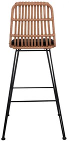 Σκαμπό Μπαρ ALLEGRA C5452 Μεταλλικό με Μπέζ Wicker &amp; Μαξιλάρι 56x60x109 εκ. 56x60x109 εκ.