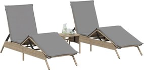 vidaXL Ξαπλώστρες 2 τεμ. Μπεζ από Συνθετικό Ρατάν με Μαξιλάρια