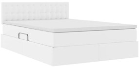 vidaXL Κρεβάτι Αποθήκης Καθαρό Λευκό 140 x 190 cm Τεχνητό Δέρμα