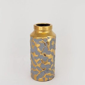 Βάζο Κεραμικό 752-20080 12.5x12.5x27.5cm Grey-Gold Estheti Home Κεραμικό