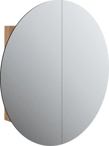 vidaXL Ντουλάπι Μπάνιου με Στρογγυλό Καθρέφτη&amp;LED Δρυς 54x54x17,5 εκ.