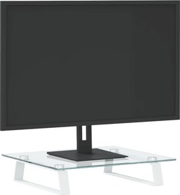 vidaXL Βάση Οθόνης Λευκή 40 x 35 x 8 εκ. από Ψημένο Γυαλί και Μέταλλο
