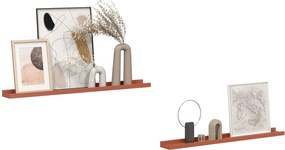vidaXL Ράφι Τοίχου 2 pcs Κόκκινο 80 x 9 x 3 cm Επεξεργασμένο ξύλο