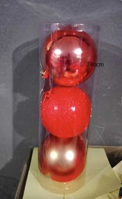 Σετ Χριστουγεννιάτικες μπάλες - 12cm - 3pcs - 326123 - Red