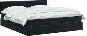 vidaXL Κρεβάτι Ottoman με στρώμα Μαύρο 140 x 190 cm Βελούδο