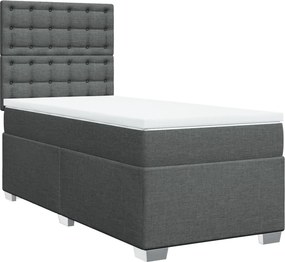 vidaXL Κρεβάτι Boxspring με Στρώμα Σκούρο Γκρι 100x200 εκ. Υφασμάτινο