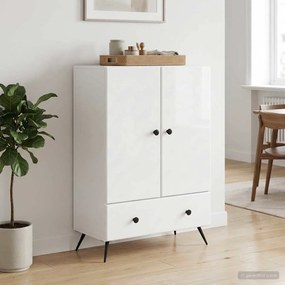 vidaXL Πλαϊνό γραφείο Γυαλιστερό Λευκό 66 x 34,5 x 95 εκ.