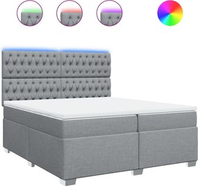 vidaXL Κρεβάτι Boxspring με Στρώμα Ανοιχτό Γκρι 200x200 εκ. Υφασμάτινο