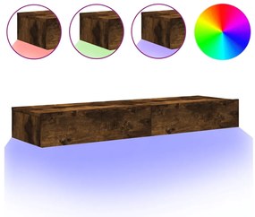 vidaXL Έπιπλα Τηλεόρασης με LED 2 τεμ. Καπνιστή Δρυς 60x35x15,5 εκ.
