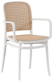 FLORENCE Πολυθρόνα PP Άσπρο, PP Rattan Μπεζ, Στοιβαζόμενη 54x54x84cm