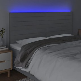 Κεφαλάρι Κρεβατιού LED Ανοιχτό Γκρι 180x5x118/128εκ. Υφασμάτινο 3122578