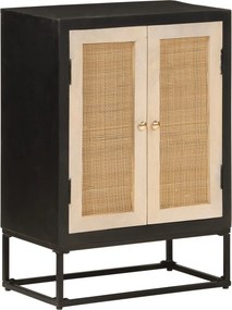 vidaXL Ντουλάπι Μαύρο 55x30x76 εκ. από Μασίφ Ξύλο Μάνγκο και Σίδηρο