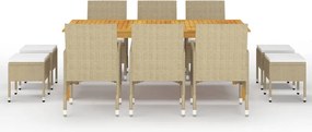 vidaXL Σετ Τραπεζαρίας Κήπου 11 τεμ. Μπεζ