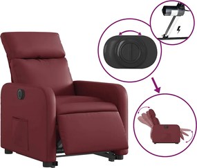vidaXL Πολυθρόνα Ηλεκ.Ανακλινόμενη με Ανύψωση Μπορντό Συνθ.Δέρμα