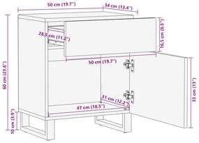 ΚΟΜΟΔΙΝΟ 50 X 34 X 60 ΕΚ. ΑΠΟ ΜΑΣΙΦ ΑΚΑΤΕΡΓΑΣΤΟ ΞΥΛΟ ΜΑΝΓΚΟ 377476