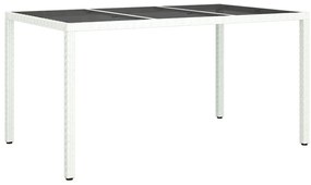 vidaXL Τραπέζι Κήπου για Φαγητό Λευκό 150 x 90 x 75 cm Πολυ ράταν