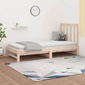 Καναπές Κρεβάτι Συρόμενος 2x(90x190) εκ. Μασίφ Ξύλο Πεύκου