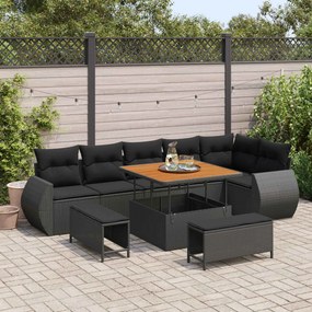 vidaXL Σετ Καναπέ Κήπου 9 pcs Μαύρο συνθετικό ρατάν