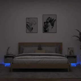 vidaXL Κομοδίνα με Φώτα LED 2 τεμ. Γκρι Σκυροδέματος 40 x 39 x 37 εκ.